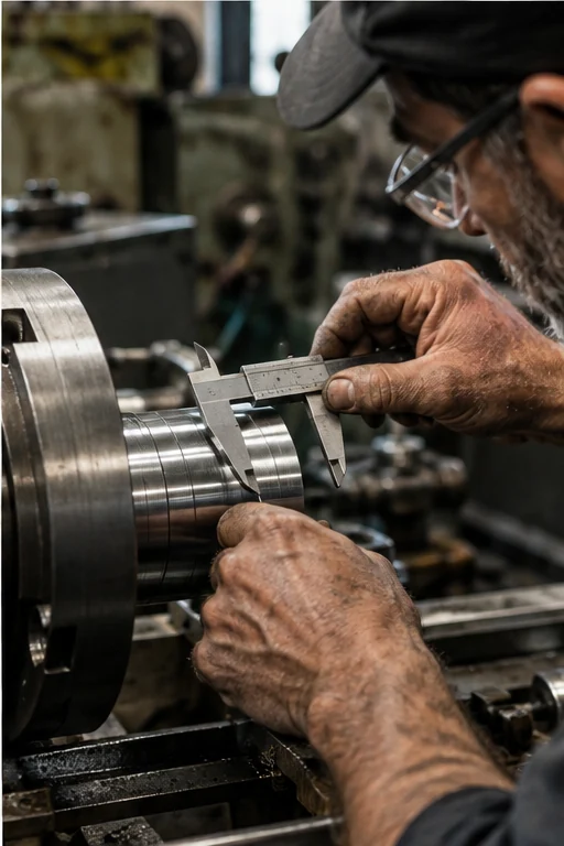 AI-generated editorial illustration of machinist at work